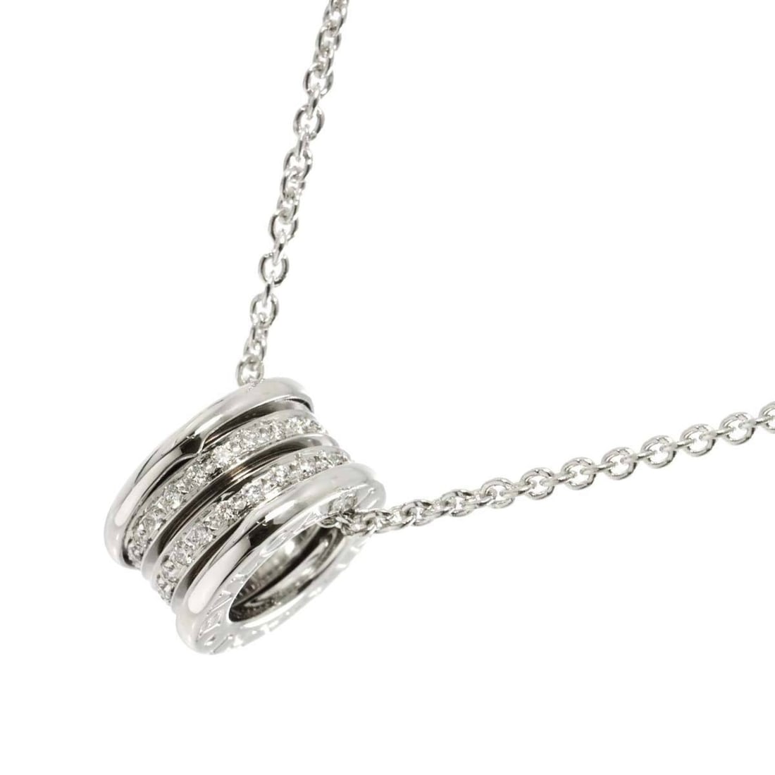 BVLGARI B-ZERO1 Pavé Diamond Necklace, 40cm, 18K White Gold, 750 Necklace (1 of 8)