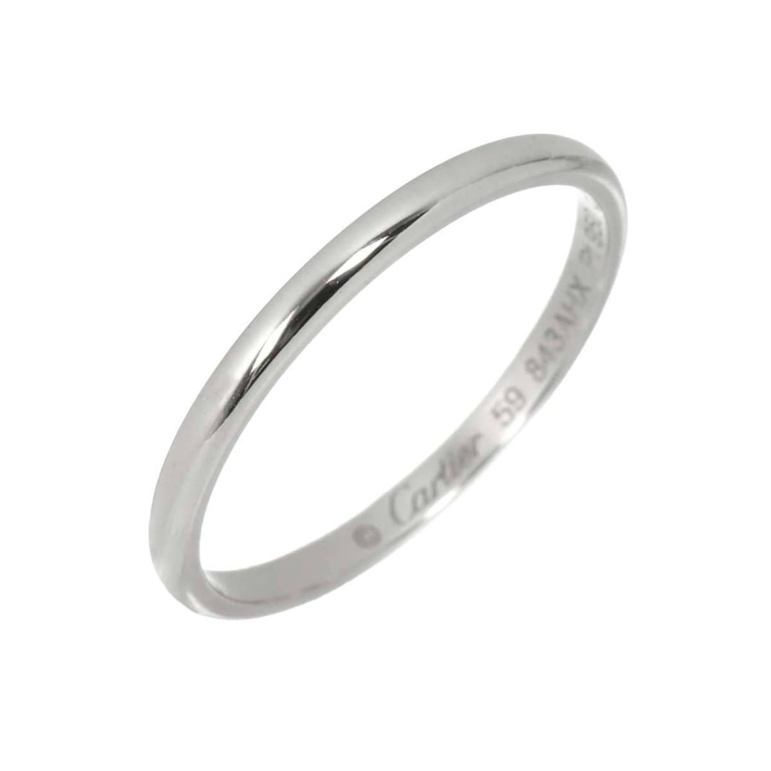 Cartier 1895 Classic Band #59 Ring in Platinum: --- Catalog ---Category: SizeWidth: 2mm / 0.08''Weight: 2.9g / 0.1oz.JP Size: 19US Size: 9.5Brand Size: 59Category: DesignType: Band ringMetal: PlatinumGender: WomenMetal Purity: Platinum950Category: