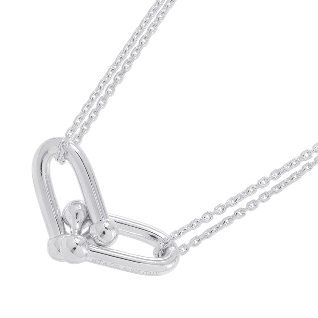 Tiffany & Co. Necklace Hardware Double Link Pendant, Large, SV925 Silver, 63104337: --- Catalog ---Category: SizeWeight: 11.7g / 0.41oz.Pendant Size: 11.6mm x 30.7mm / 0.45'' x 1.2''Neck Circumference: 41 cm / 16.14''Category: DesignColor: SilverGender: WomenMaterial: Silver 925Penda