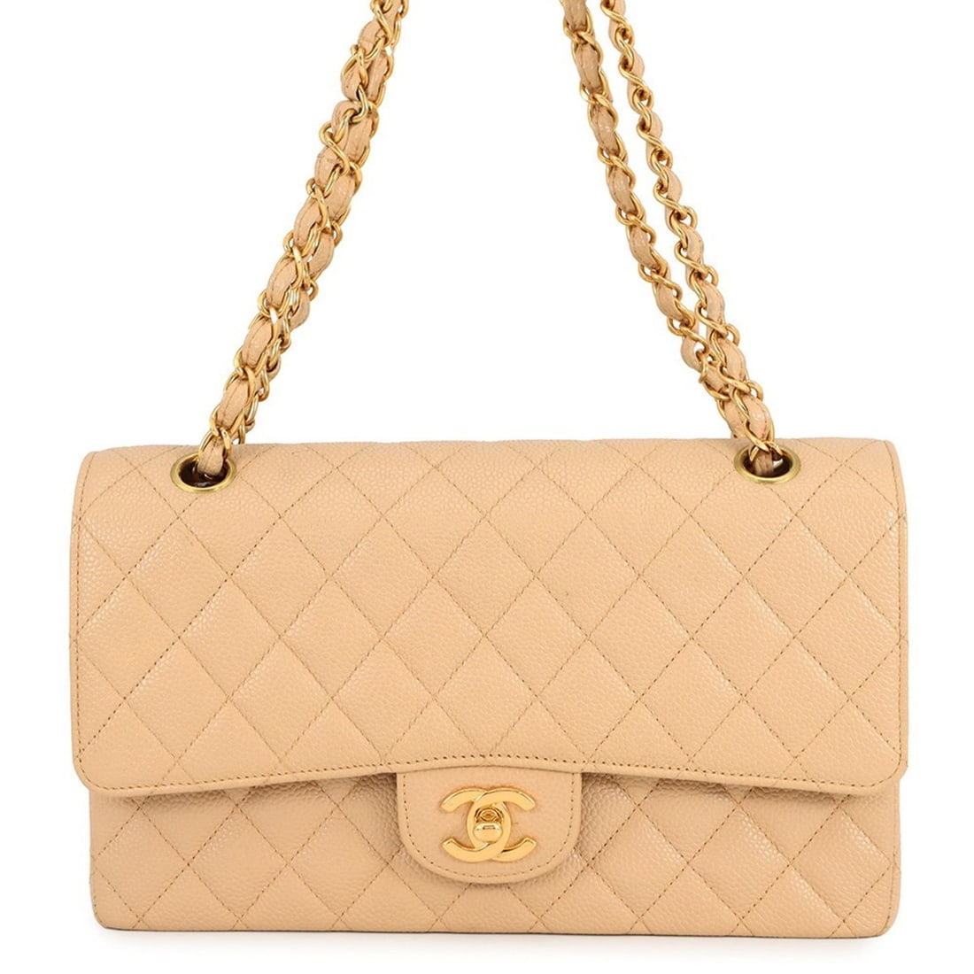 CHANEL Chain Shoulder Bag Matelasse 25 Coco Mark Double Caviar Skin A01112 (1 of 20)