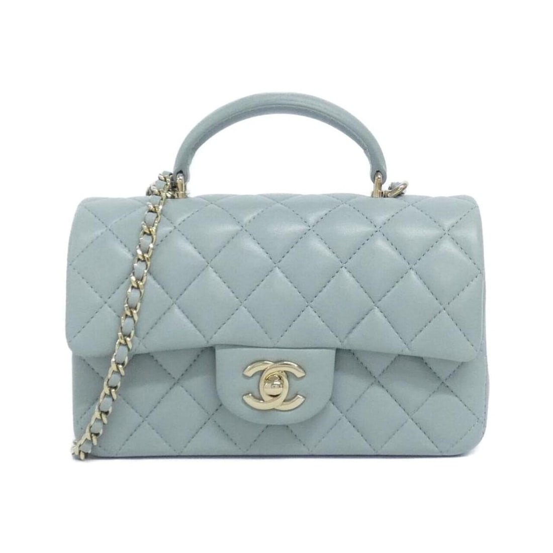 Chanel AS2431 handbag: --- Catalog ---Category: SizeSize (HxWxD): 12.5cm x 20cm x 6.5cm / 4.92'' x 7.87'' x 2.55''Category: DesignType: HandbagColor: Light blue grayGender: WomenMaterial: Leather Category: GeneralMPN: