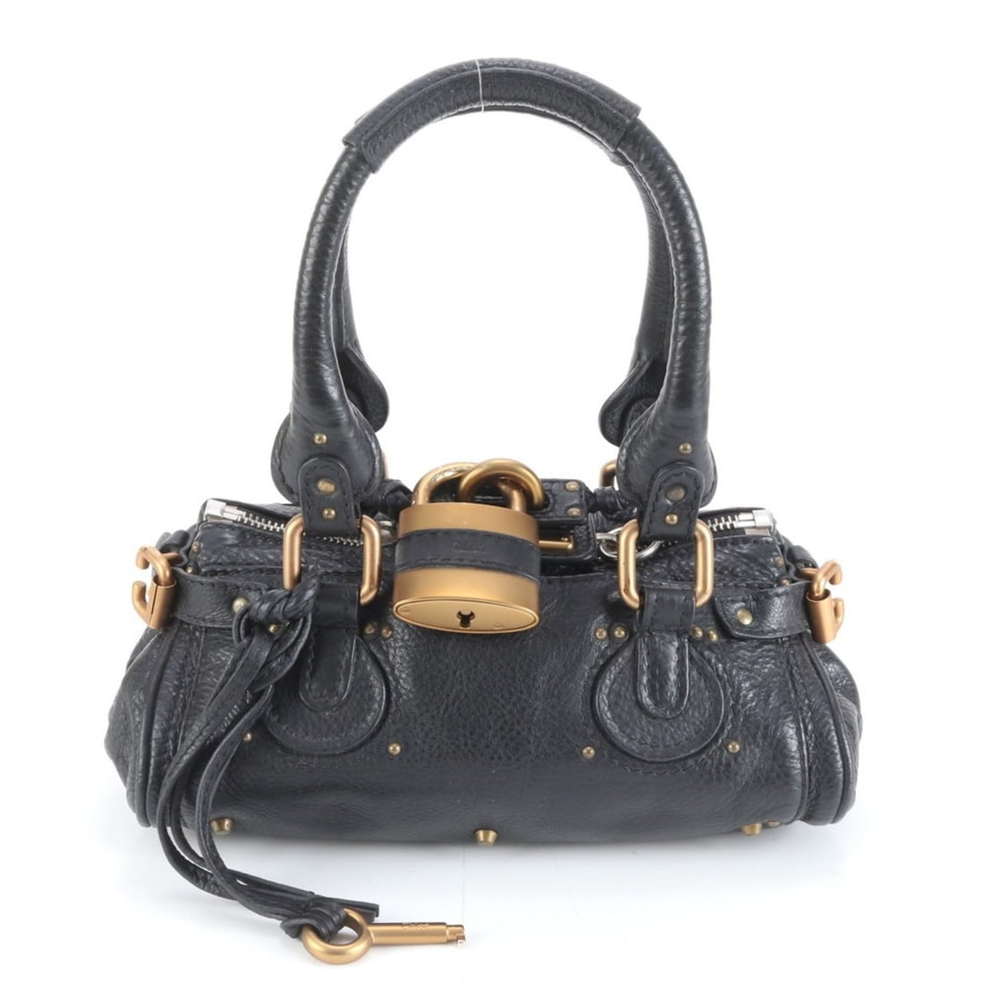 Chloé Chloe Paddington Cadena Leather Handbag Tote Black Women's (1 of 11)
