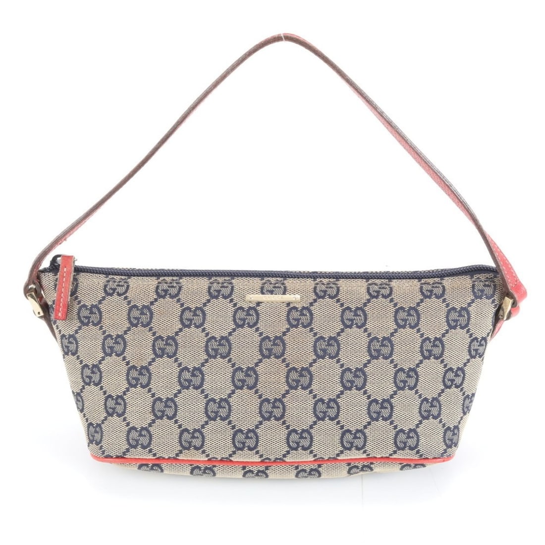 Gucci GG Canvas Accessory Pouch 07198 Leather Shoulder Bag for Women: --- Catalog ---Category: SizeSize (HxWxD): 10cm x 21cm x 9cm / 3.93'' x 8.26'' x 3.54''Strap Length: 43cm / 16.92''Category: DesignType: Shoulder bagColor: Navy, Red colorGender: WomenMaterial: GG can
