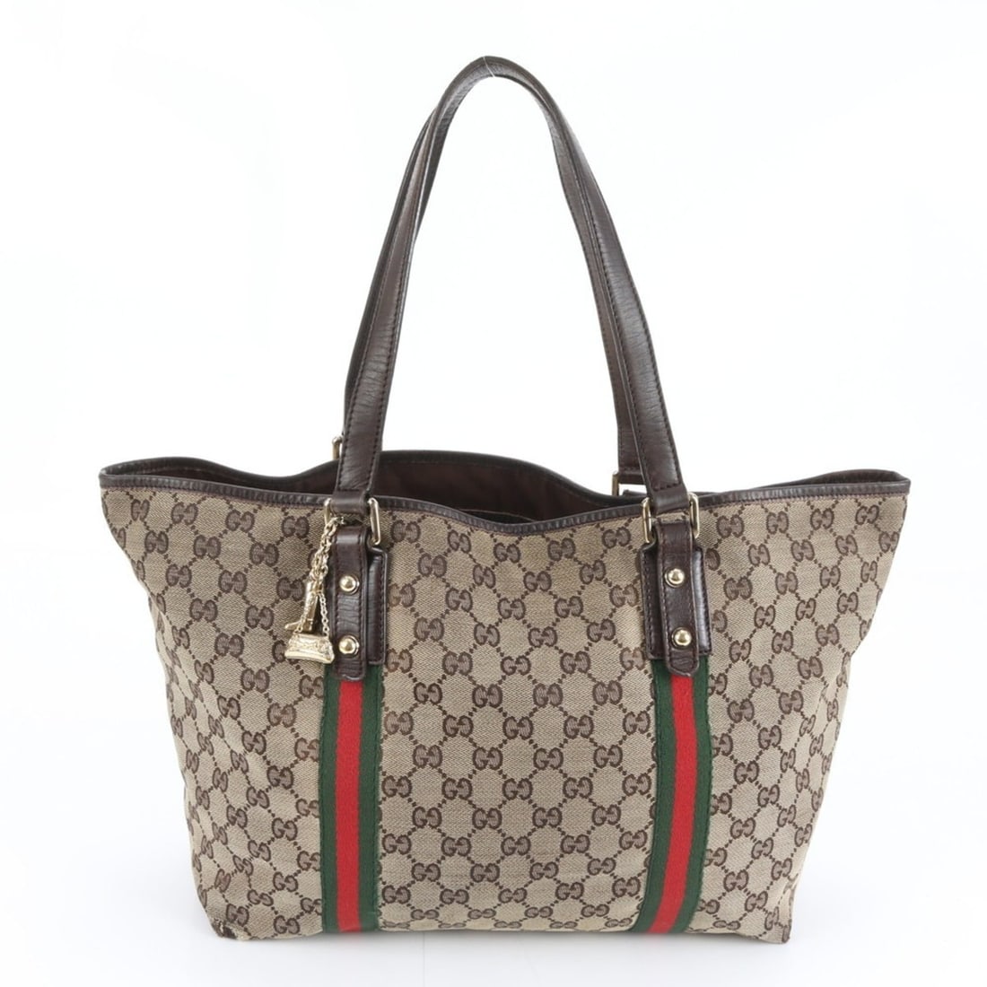 Gucci GG Canvas Sherry Line 139260 Leather Tote Bag Shoulder Brown Women's (1 of 10)