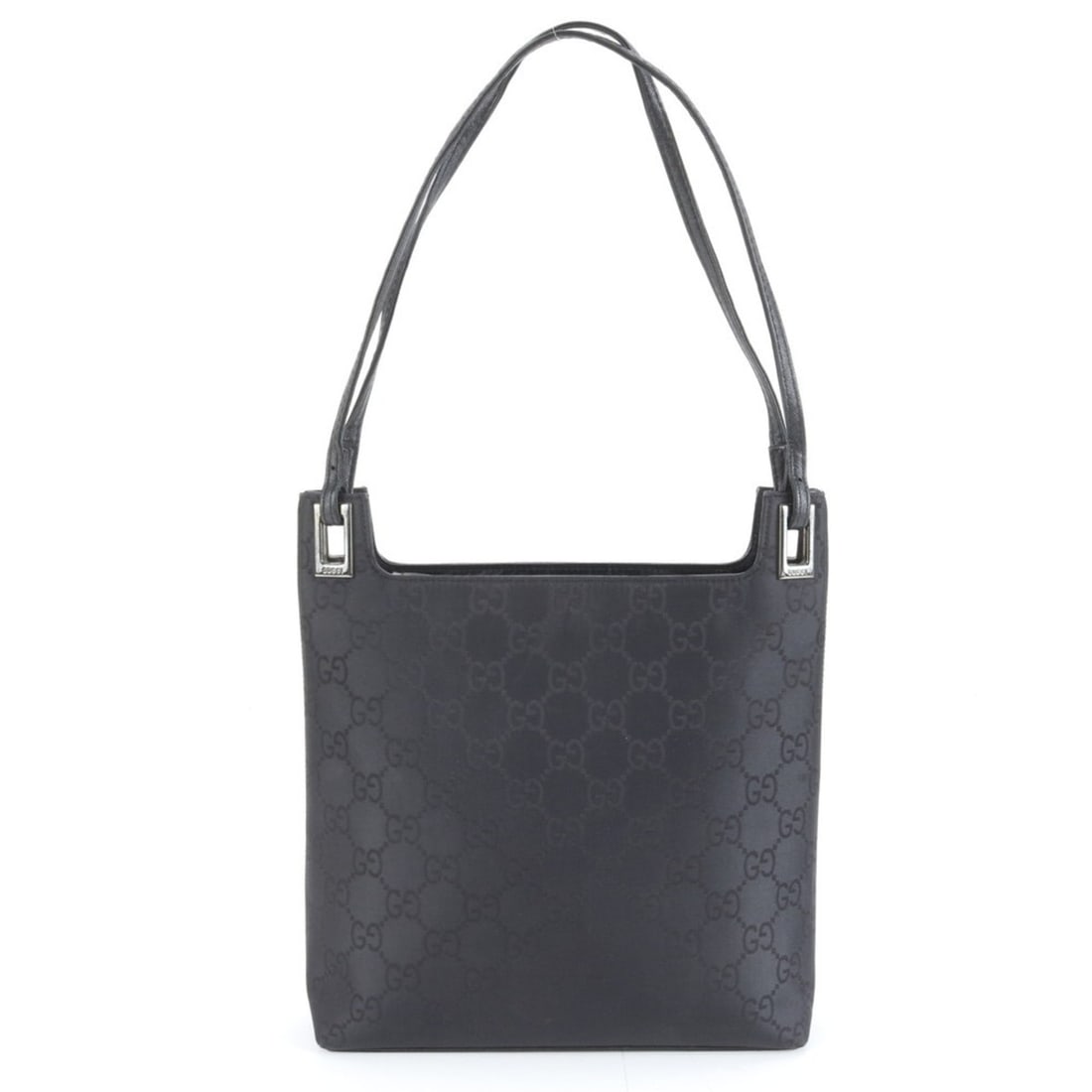 Gucci GG Nylon and Leather One-Shoulder Bag, Handbag, Black, Women's: --- Catalog ---Category: SizeSize (HxWxD): 28cm x 27cm x 7.5cm / 11.02'' x 10.62'' x 2.95''Strap Length: 60cm / 23.62''Category: DesignType: Shoulder bagColor: BlackGender: WomenMaterial: Leather , Ny