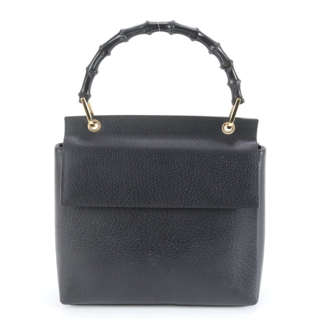 Gucci Old Bamboo 3444 1887 Leather Handbag Tote Black Women's (1 of 13)