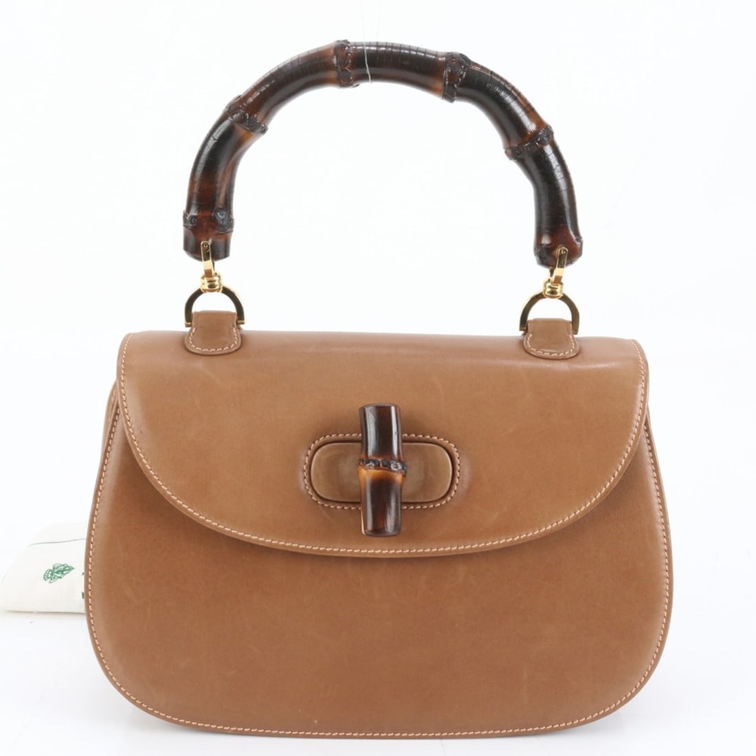 Gucci Old Bamboo Leather Handbag Tote Brown Top Handle Women's (1 of 8)