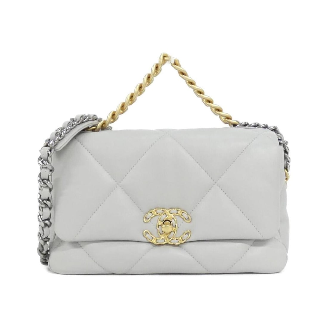 Chanel 19 Line AS1160 Shoulder Bag: --- Catalog ---Category: SizeSize (HxWxD): 17cm x 26cm x 8cm / 6.69'' x 10.23'' x 3.14''Category: DesignType: Shoulder bagColor: Light grayGender: WomenMaterial: Leather Leather/Fur Type: