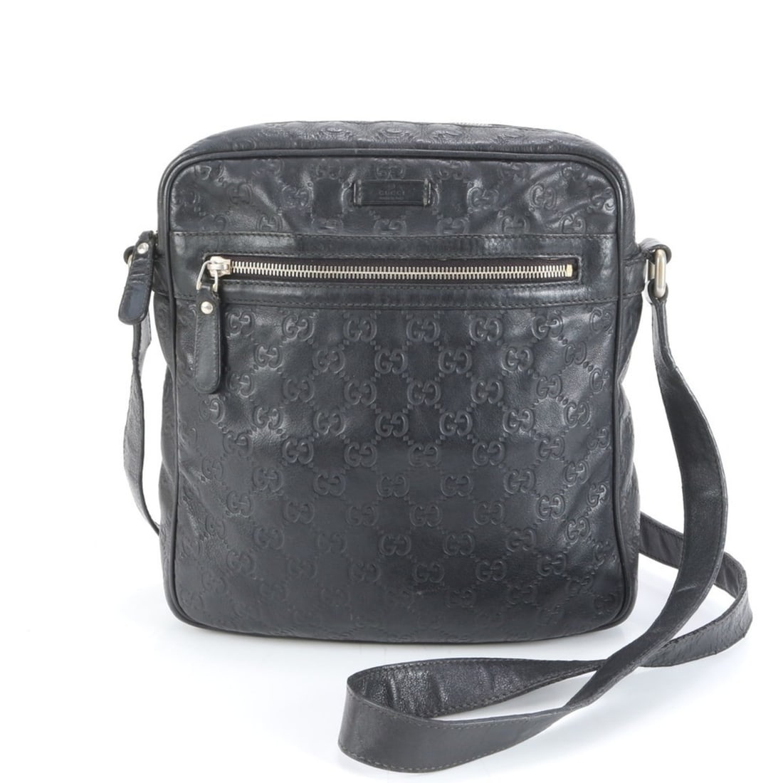 Gucci Guccissima 201448 Leather Messenger Shoulder Bag in Black for Men (1 of 9)