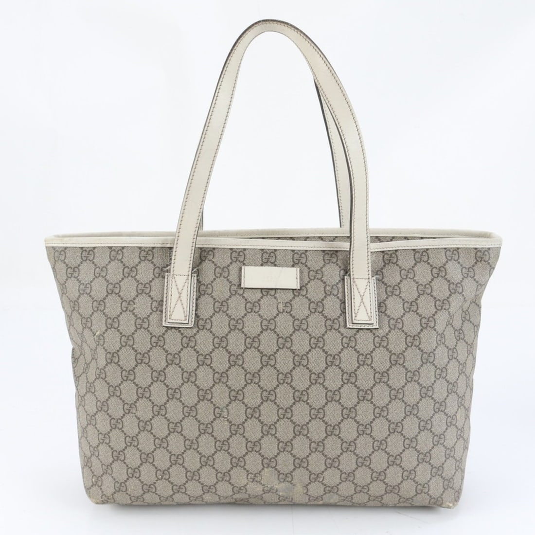 Gucci GG Supreme 211137 Leather Tote Bag Shoulder Handbag Women's: --- Catalog ---Category: SizeSize (HxWxD): 26cm x 36cm x 12cm / 10.23'' x 14.17'' x 4.72''Strap Length: 53cm / 20.86''Category: DesignType: Tote bagColor: BeigeGender: WomenMaterial: Leather , Coated