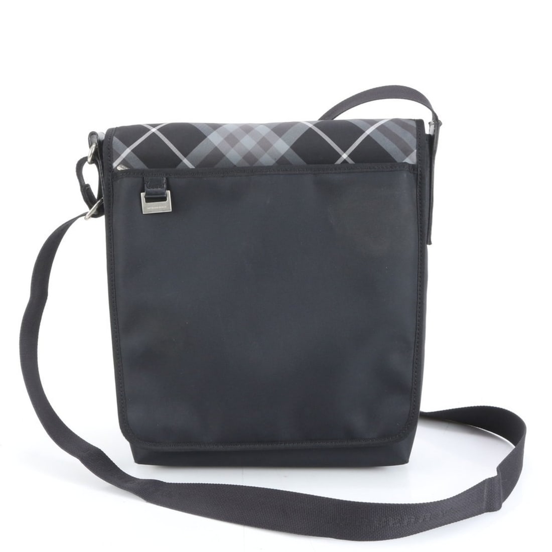 Burberry Leather Check Messenger Shoulder Bag in Black for Men (1 of 8)