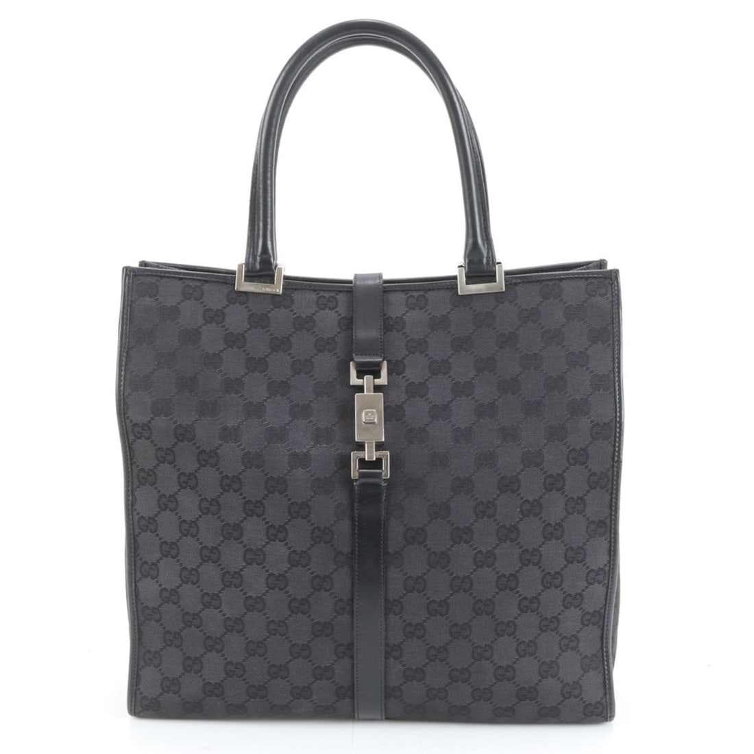 Gucci GG Canvas Jackie 002 1064 Leather Tote Bag Shoulder Black Women's (1 of 19)