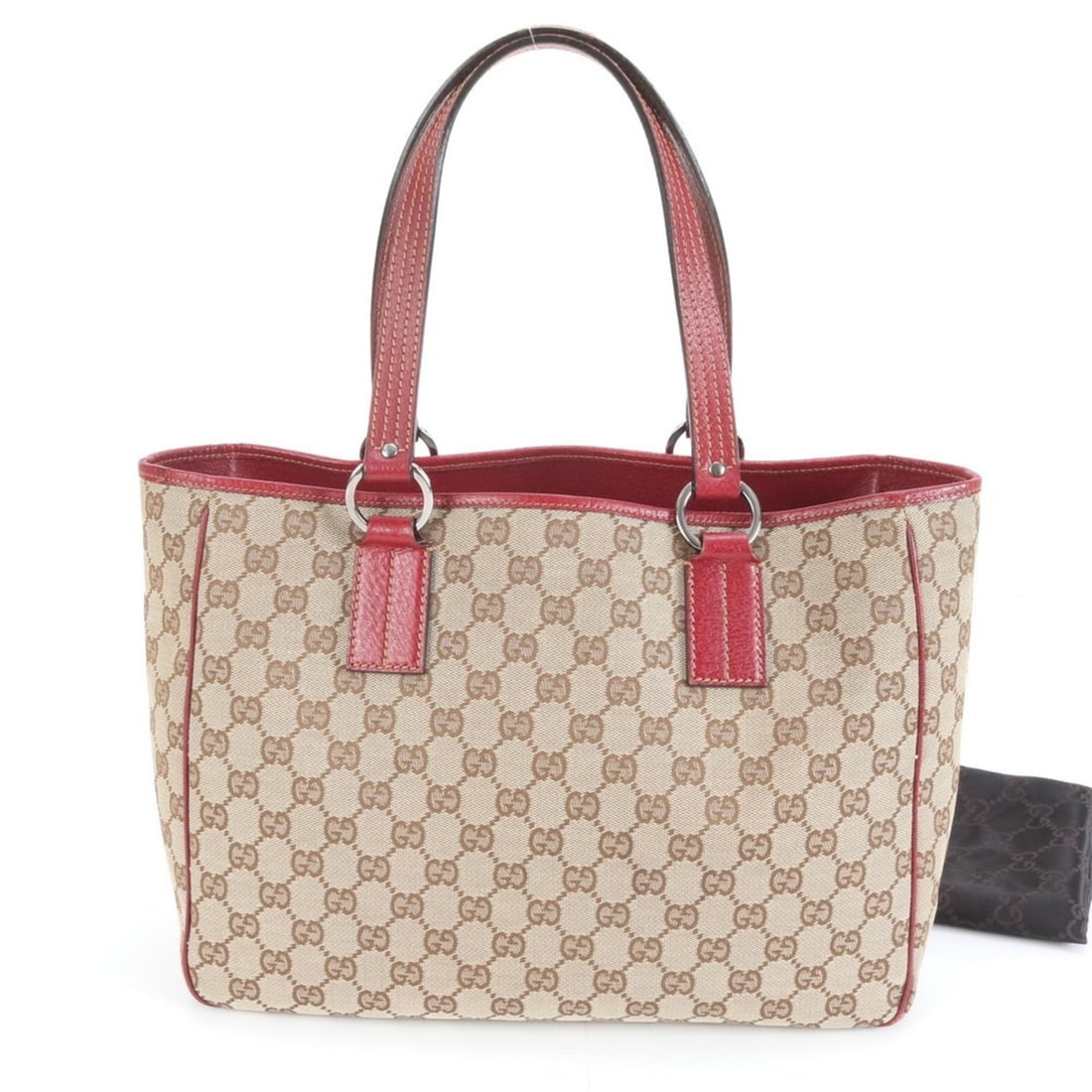Gucci GG Canvas 113017 Leather Tote Bag Shoulder Handbag Red Women's (1 of 9)