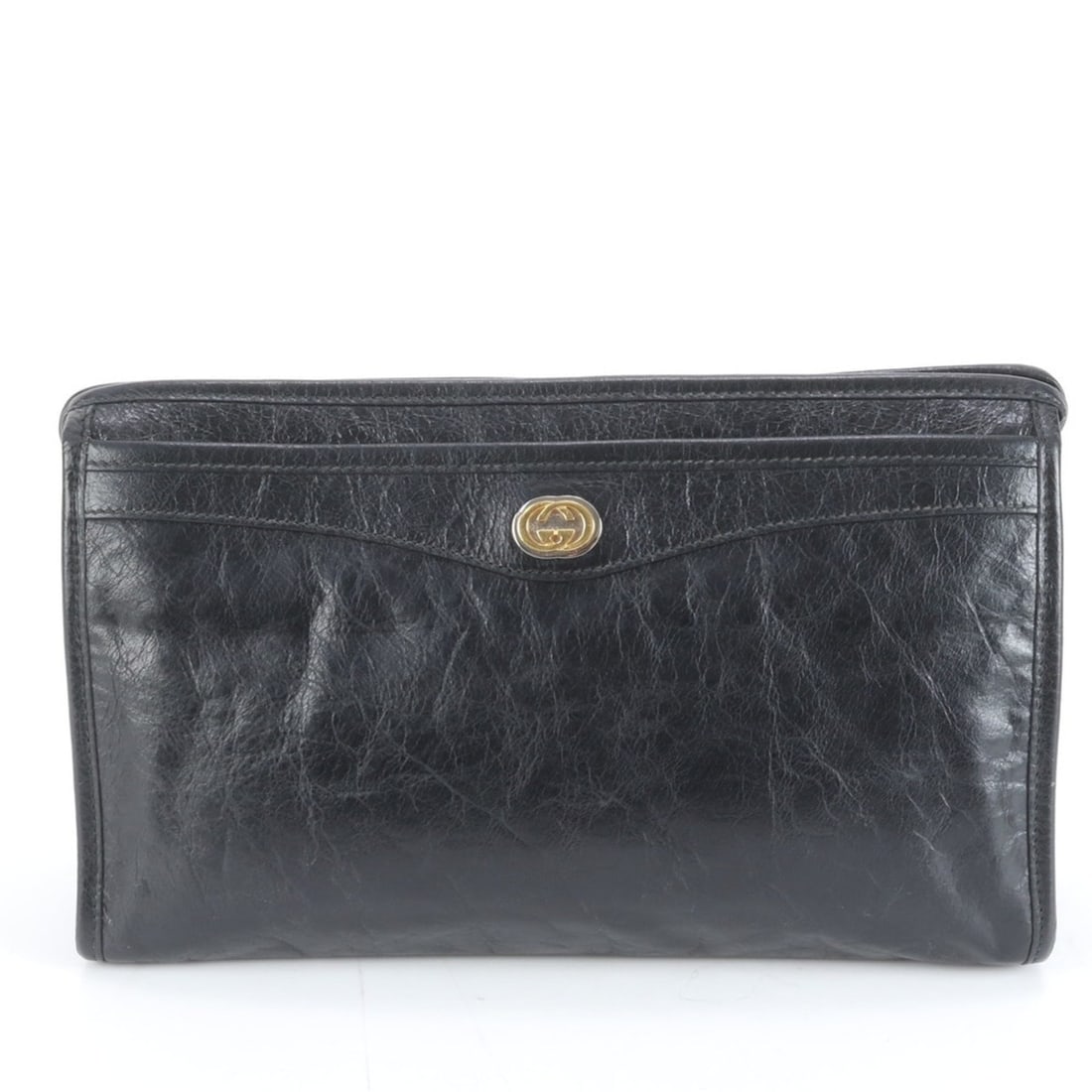 Gucci Interlocking G 575991 Leather Second Bag Clutch Pouch Black Men's (1 of 15)