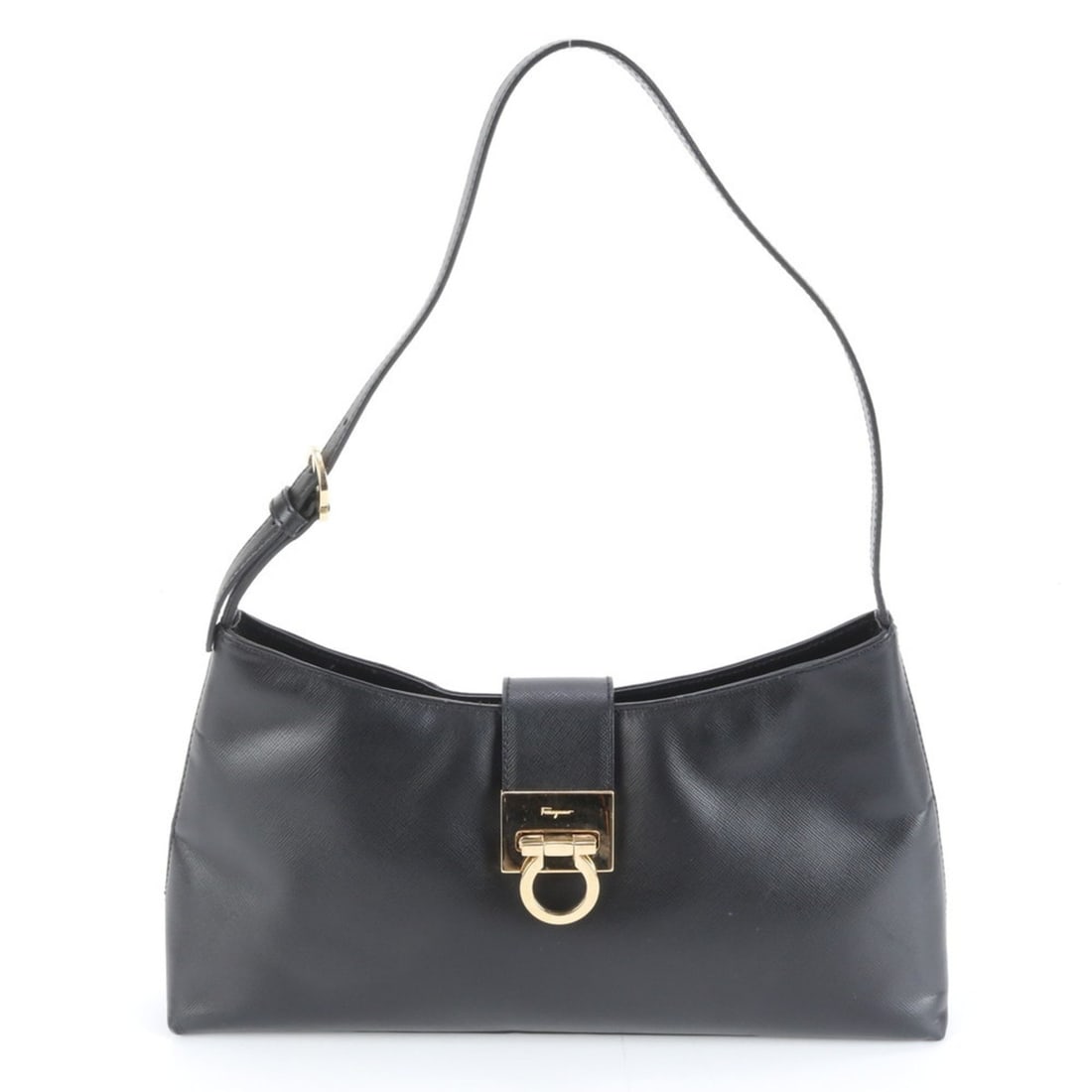 Salvatore Ferragamo Gancini Leather One-Shoulder Bag, Black, Women's (1 of 8)