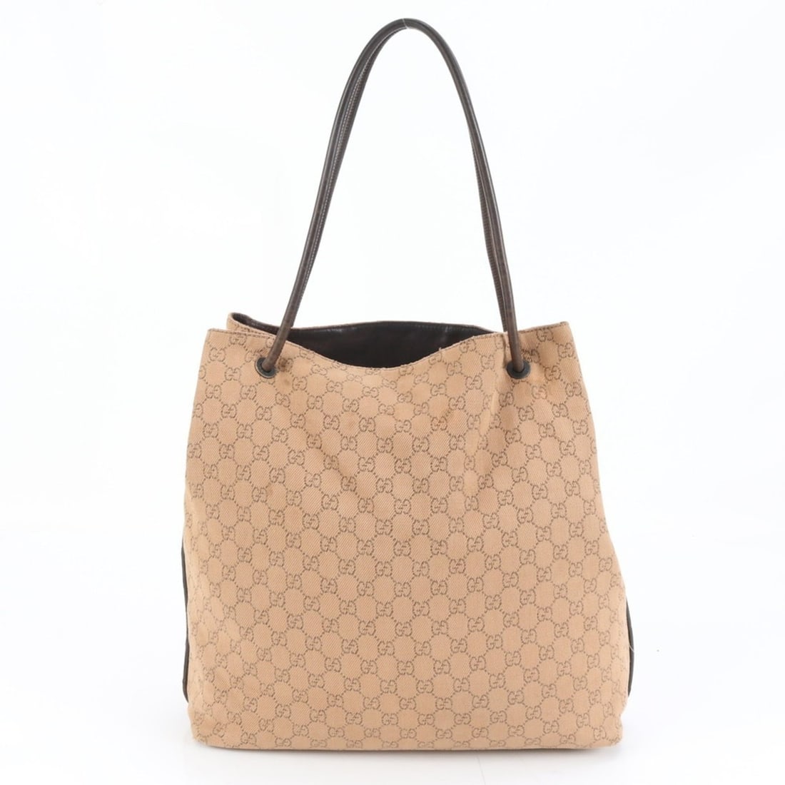 Gucci GG Canvas 101340 Leather Tote Bag Shoulder Handbag Brown Women's (1 of 10)