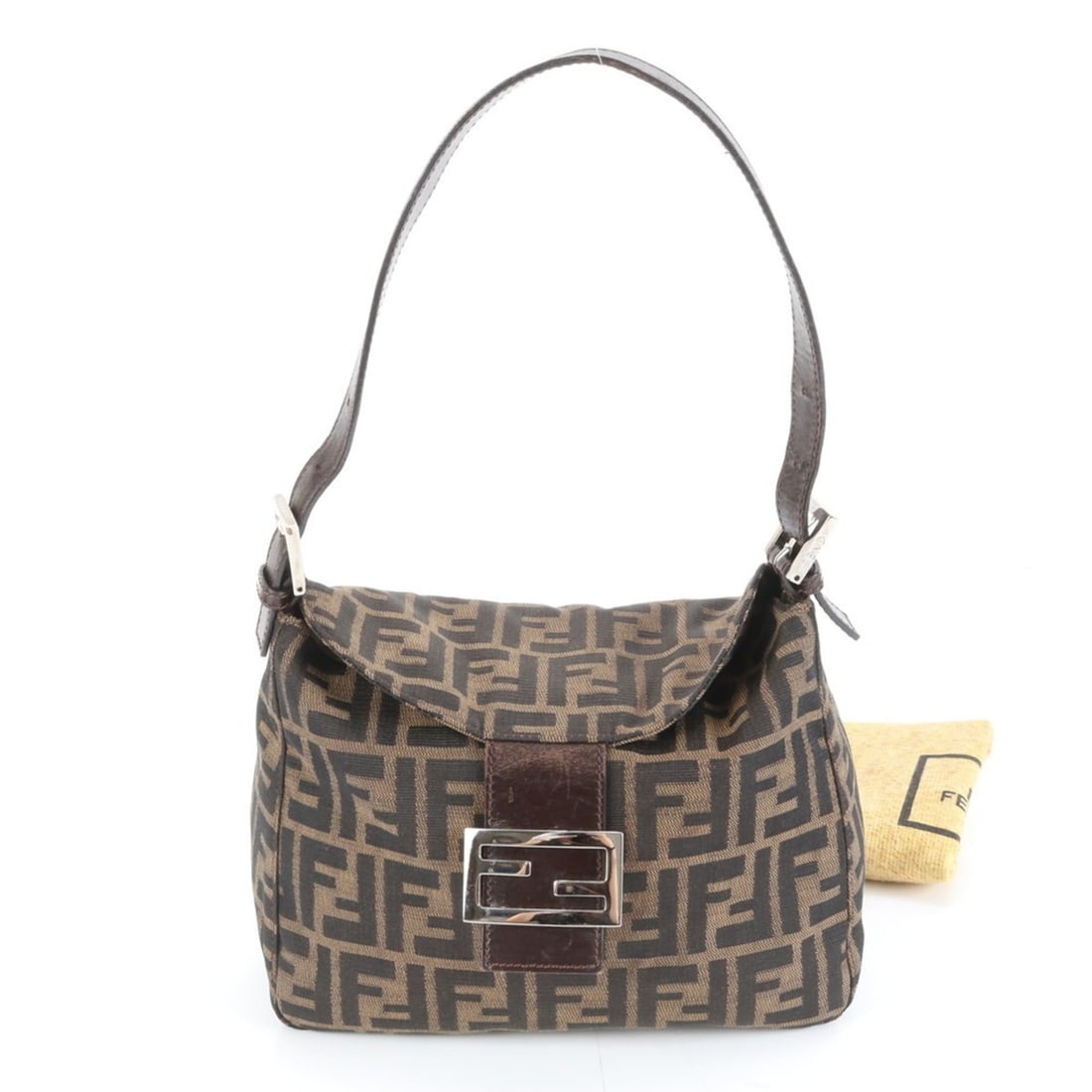 Fendi Zucca Mamma Baguette Leather Canvas Shoulder Bag for Women (1 of 10)