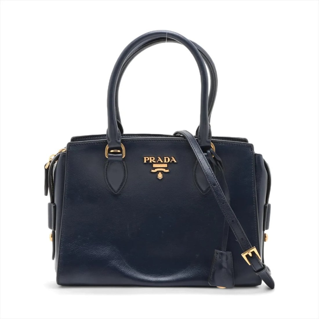 Prada Saffiano Leather 2-Way Handbag/Crossbody Tote in Navy (1 of 15)
