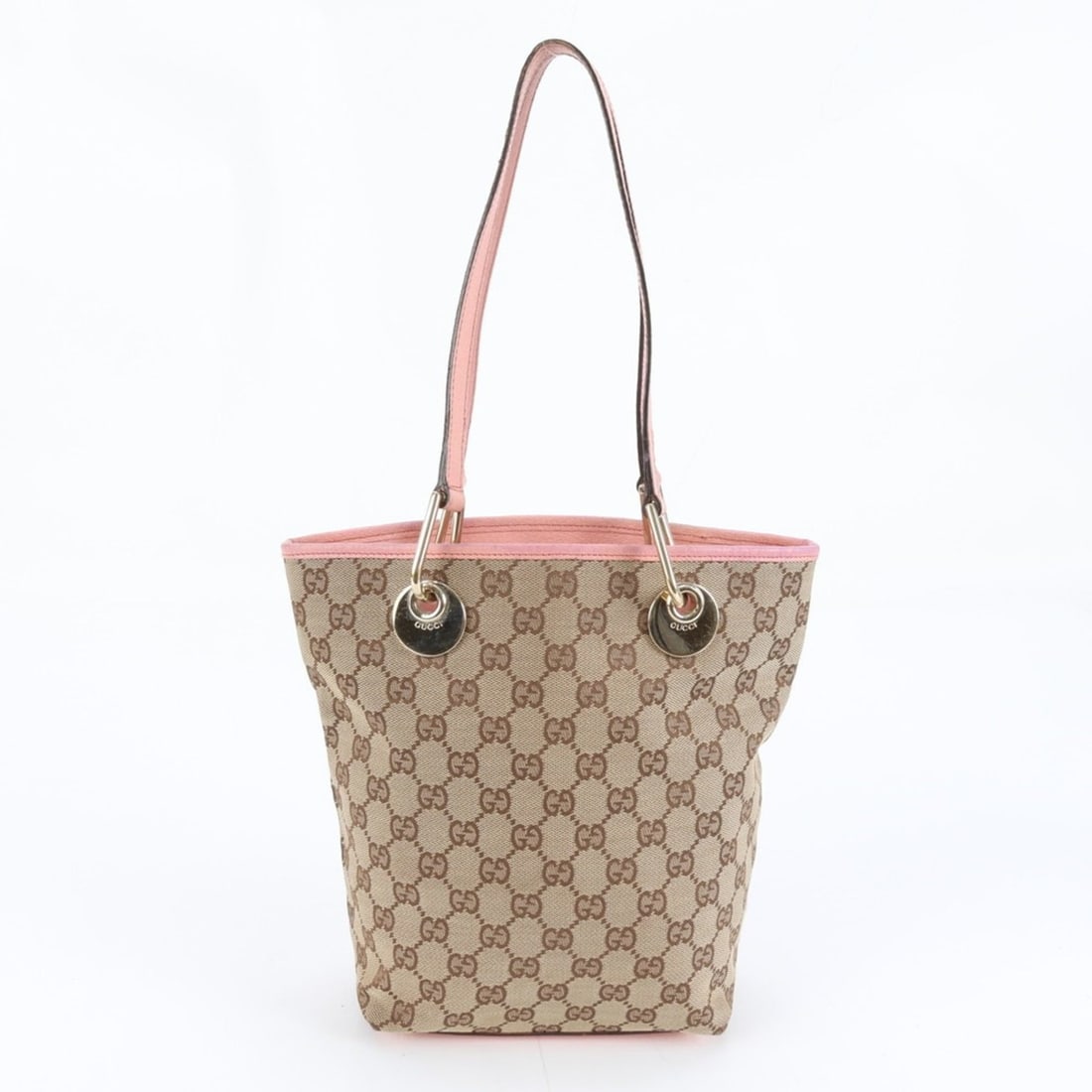 Gucci GG Canvas 120840 Leather Tote Bag Shoulder Handbag Pink Women's (1 of 9)