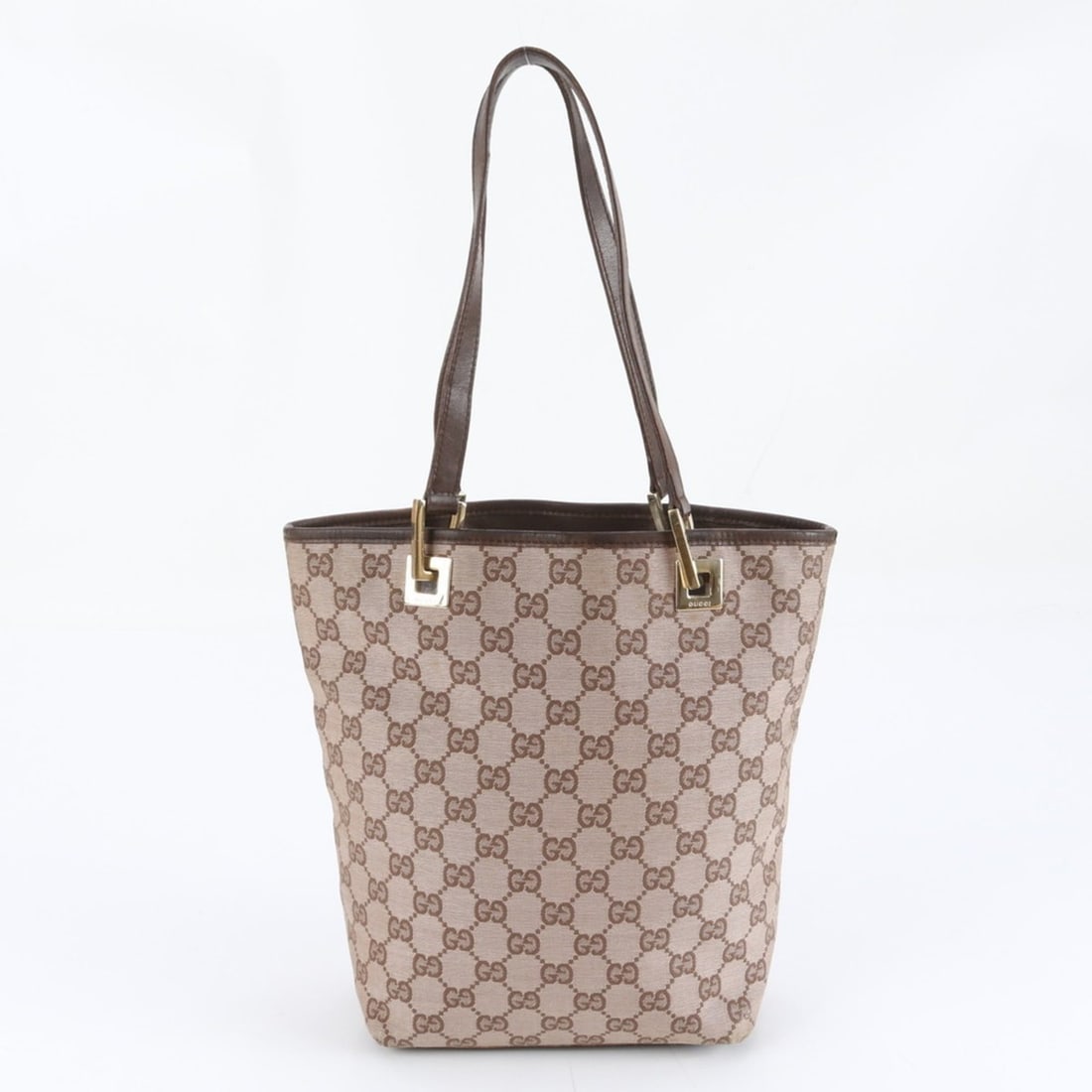 Gucci GG Canvas 002 1099 Leather Tote Bag Shoulder Handbag Brown Women's (1 of 10)