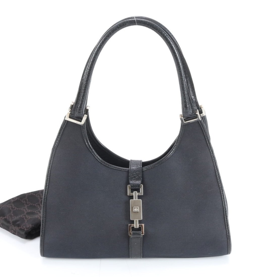 Gucci Jackie 002 1067 Leather and Canvas Shoulder Bag, Black, Women's (1 of 9)