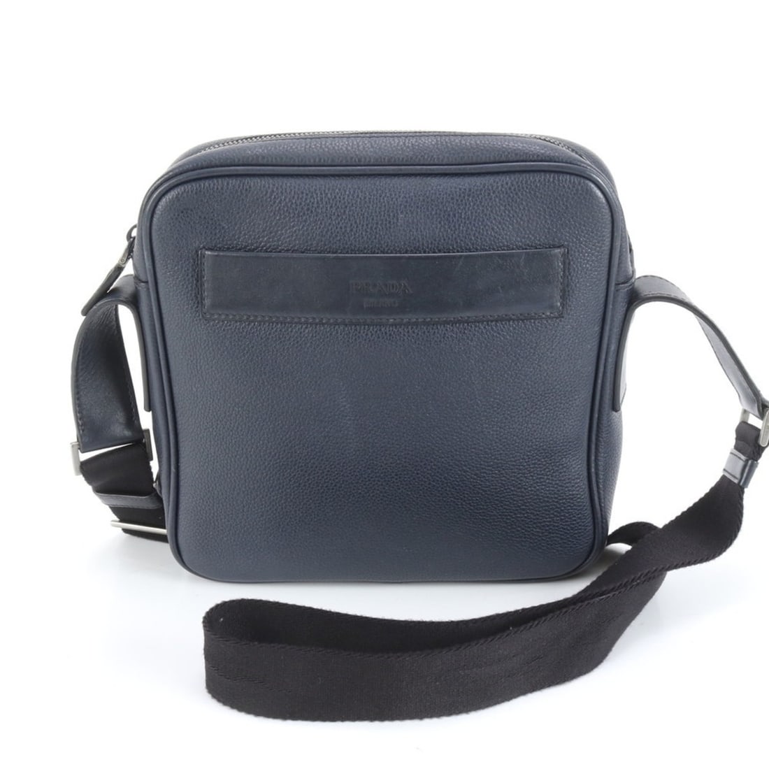 Prada Triangle Logo Leather Shoulder Bag Messenger Navy Men's (1 of 10)