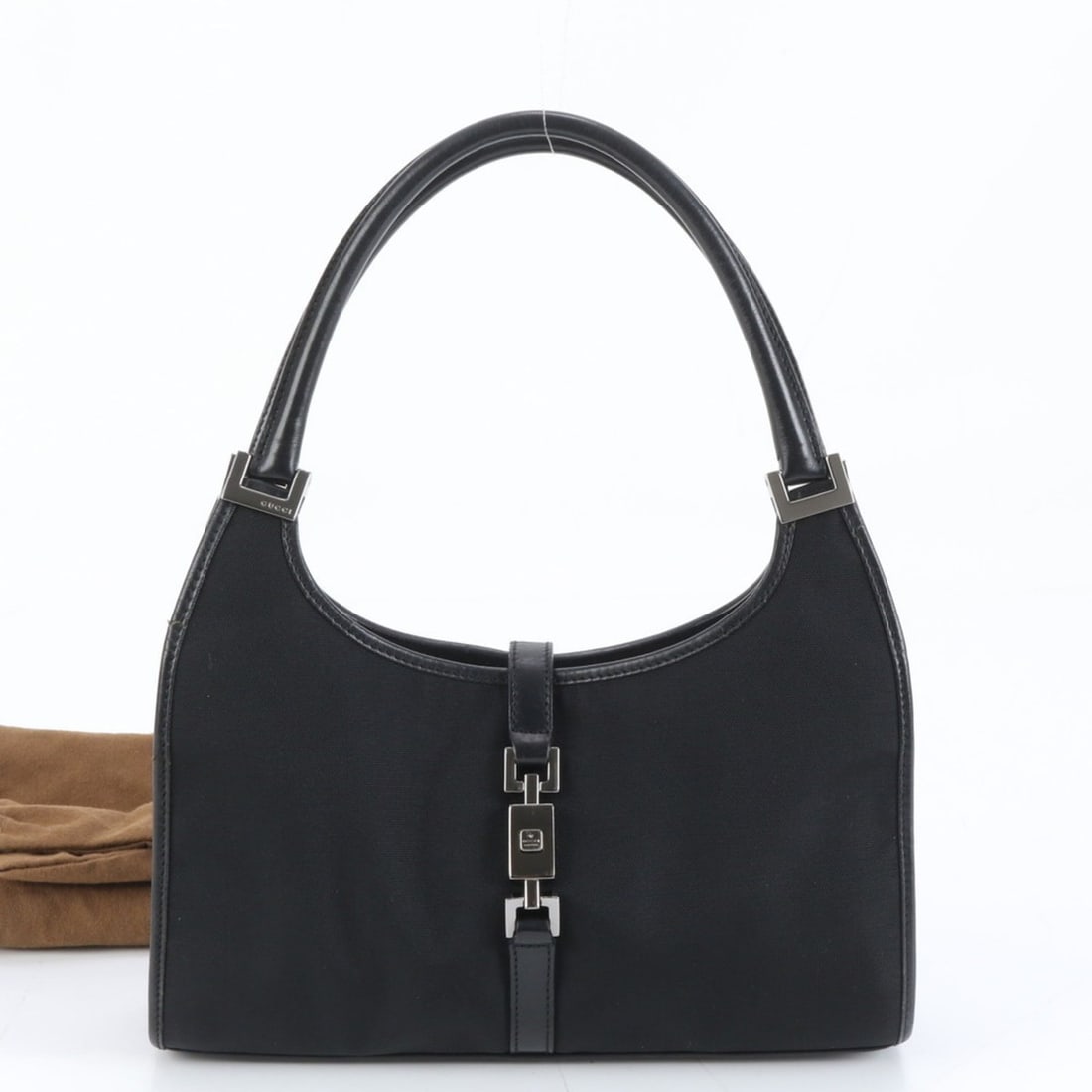 Gucci Jackie 002 1068 Leather Tote Bag, Black with Silver Hardware, Handbag, Women's (1 of 10)