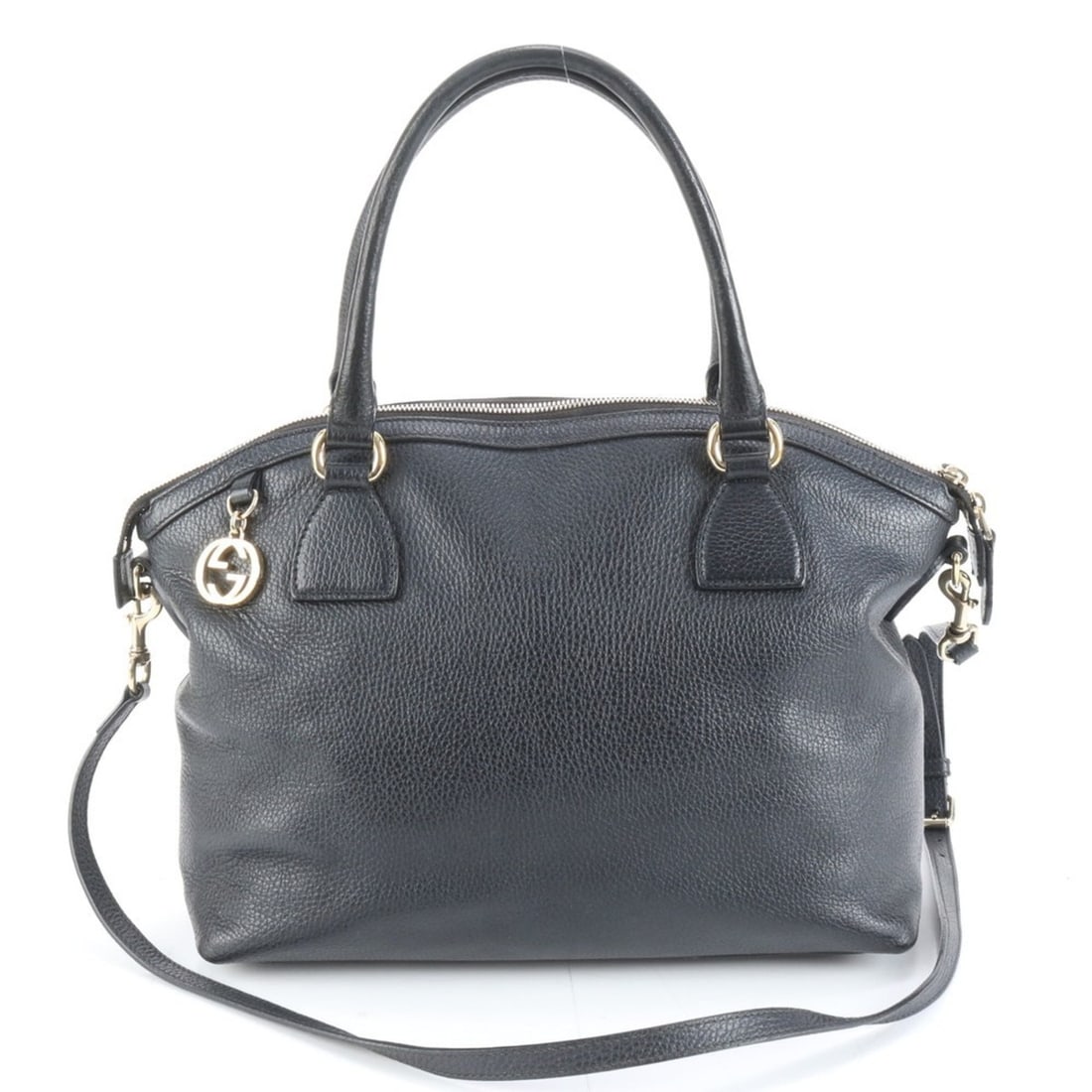 Gucci Interlocking G 449651 Leather 2-Way Shoulder Bag/Hand Tote Bag Black Women's (1 of 10)