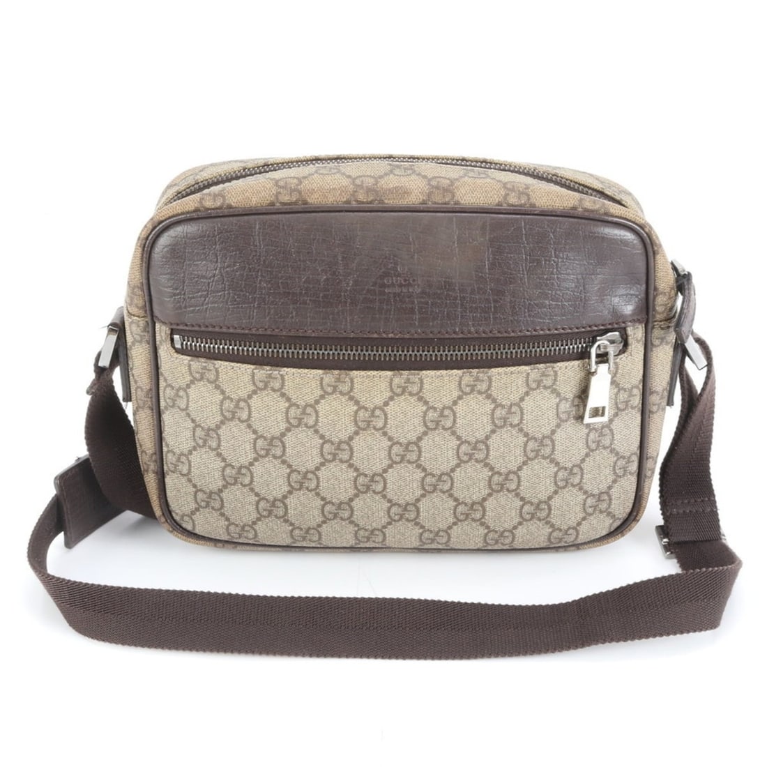 Gucci GG Supreme 114291 Leather Messenger Shoulder Bag, Brown, Men's: --- Catalog ---Category: SizeSize (HxWxD): 16cm x 22cm x 6cm / 6.29'' x 8.66'' x 2.36''Strap Length: 135cm / 53.14''Category: DesignType: Shoulder bagColor: BrownGender: MenMaterial: Leather , Coated