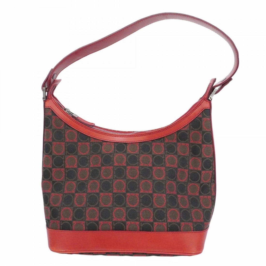 Salvatore Ferragamo Gancini Nylon Canvas Shoulder Bag, Red, Black, Brown, Women's: --- Catalog ---Category: SizeSize (HxWxD): 18cm x 24cm x 13cm / 7.08'' x 9.44'' x 5.11''Category: DesignType: Shoulder bagColor: Black, Brown, Red colorGender: WomenMaterial: Nylon canvas Hardware Col