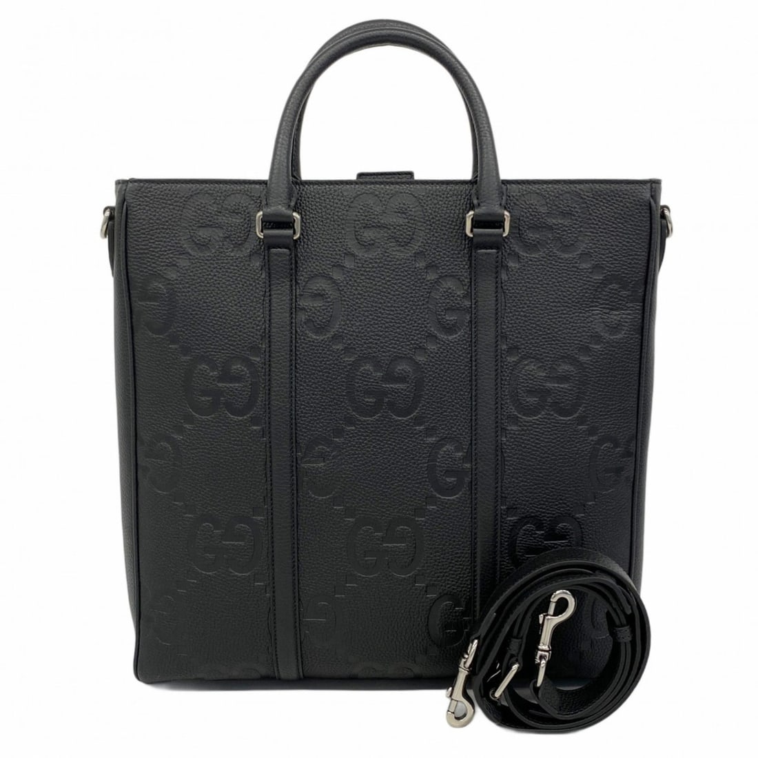 Gucci Jumbo GG Tote Bag 792265 Leather Black 2-Way for Men: --- Catalog ---Category: SizeSize (HxWxD): 37cm x 36.5cm x 5cm / 14.56'' x 14.37'' x 1.96''Category: DesignType: Tote bagColor: BlackGender: MenMaterial: Leather Hardware Color: SilverCategory: Genera