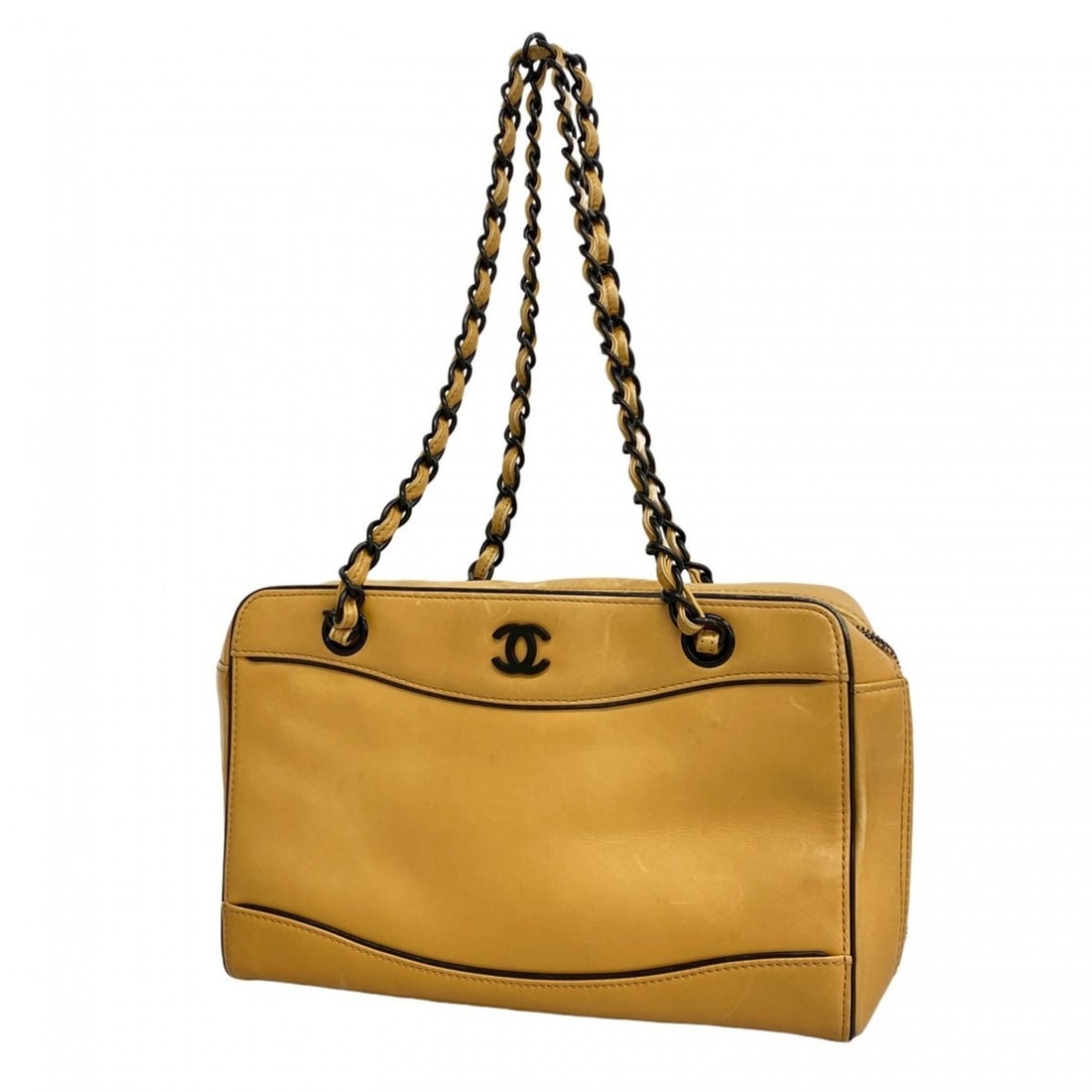 Chanel Shoulder Bag Chain Leather Beige Women's (1 of 13)