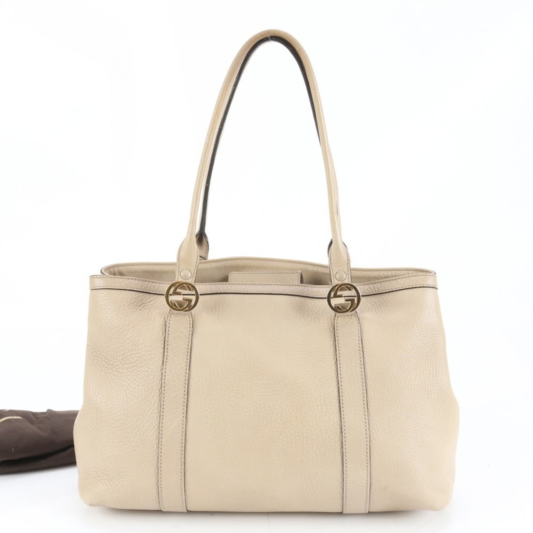 Gucci Miss GG 353122 Leather Tote Bag, Shoulder Handbag, Beige, Gold Hardware, Women's (1 of 10)