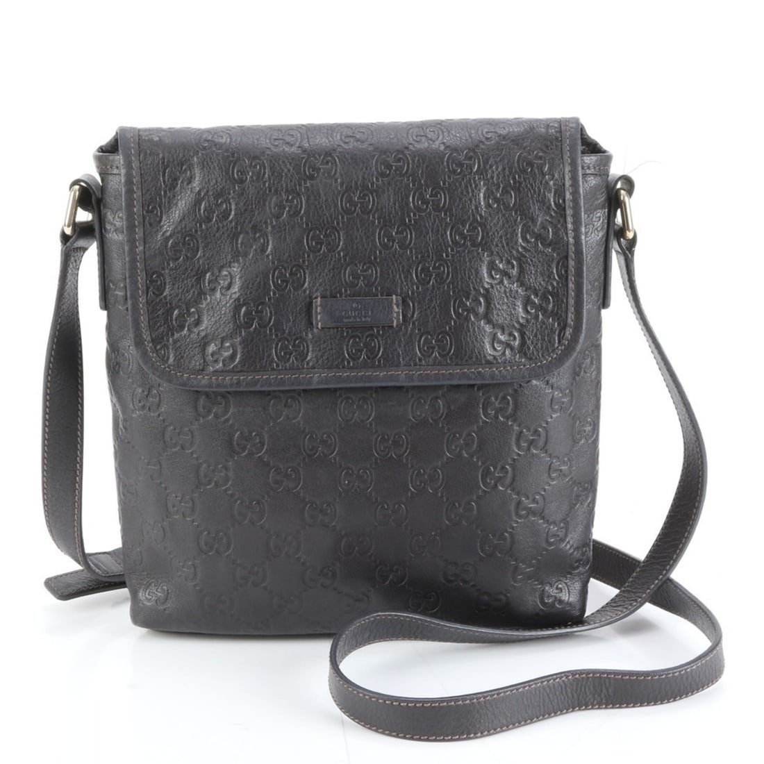 Gucci Guccissima 223666 Leather Messenger Shoulder Bag Brown Men's (1 of 10)