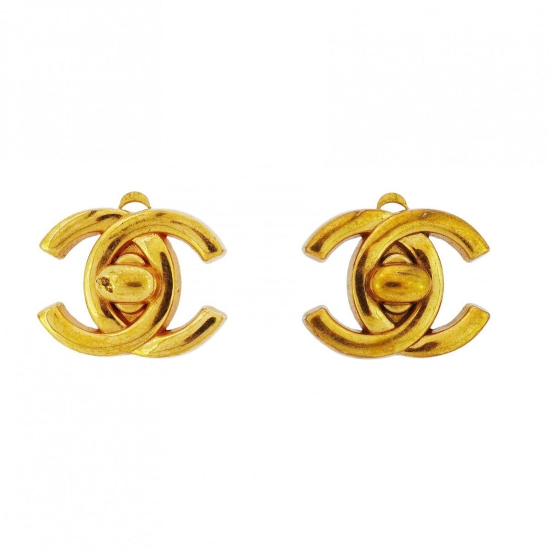 Chanel Coco Mark Turn Lock Earrings, GP Plated Gold, Women's: --- Catalog ---Category: SizeSize (HxWxD): 17.50mm x 22.00mm / 0.69'' x 0.87''Category: DesignType: Clip earringsColor: GoldGender: WomenMaterial: Gold platingCategory: GeneralBrand: Chanel--- Item Li