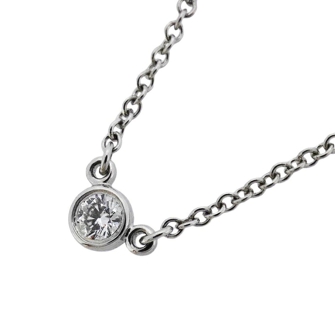 Tiffany Necklace By the Yard 1PD Pt950 Platinum Diamond Women's: --- Catalog ---Category: SizePendant Size: 3.6mm x 5.8mm / 0.14'' x 0.22''Neck Circumference: 40.5 cm / 15.94''Category: DesignStone: DiamondGender: WomenMaterial: Platinum 950Necklace Type: NecklaceC