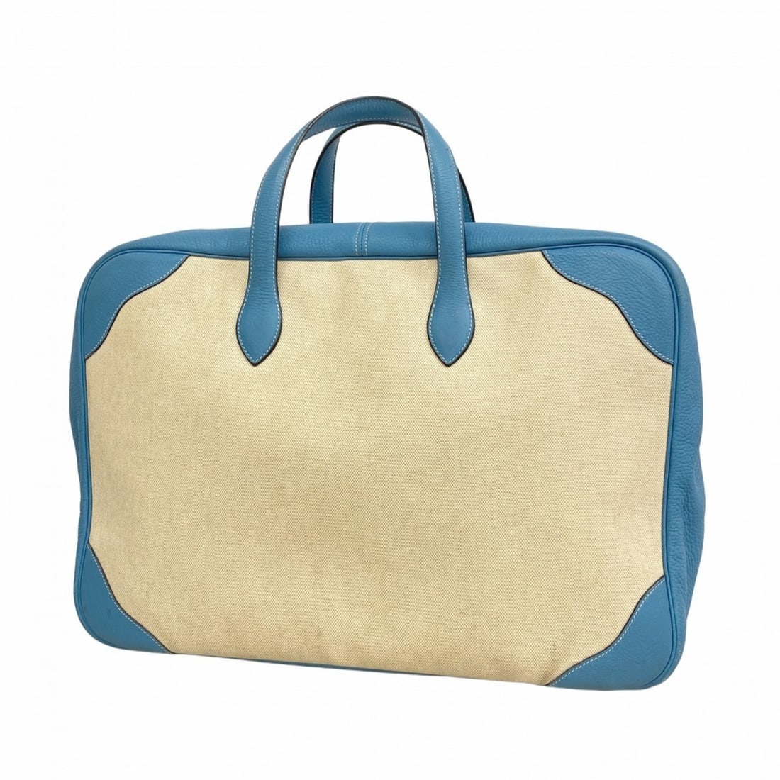 Hermes Hermès Victoria 50 Boston Bag in Taurillon Clemence Toile H Blue Jean with C Stamp for Men (1 of 11)