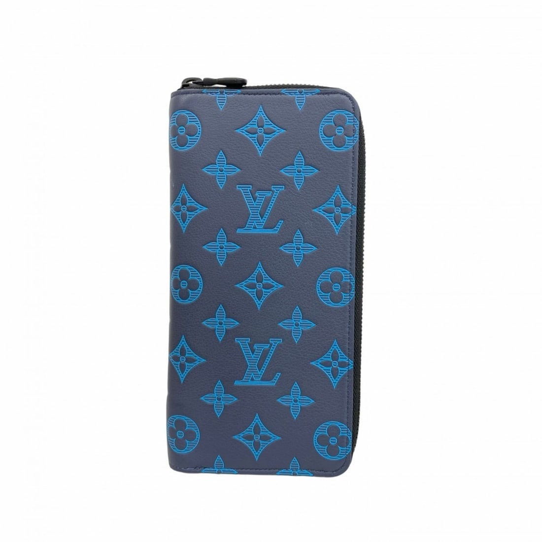 Louis Vuitton Monogram Shadow Zippy Wallet Vertical M82322 Navy Men's Long (1 of 12)