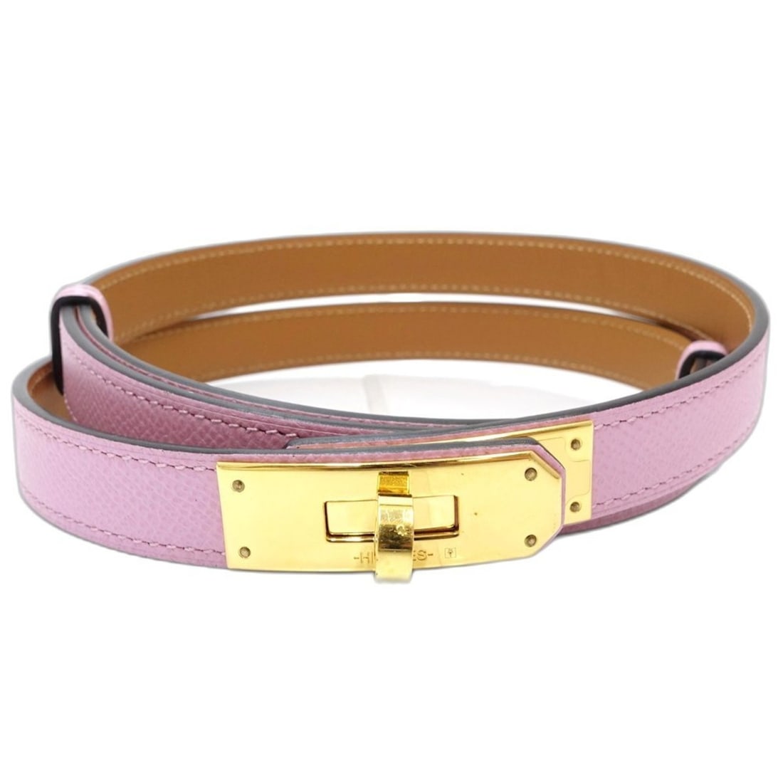 HERMES Kelly Belt 18, C Stamp, Epsom Leather, Mauve Sylvestre, 181548 (1 of 10)