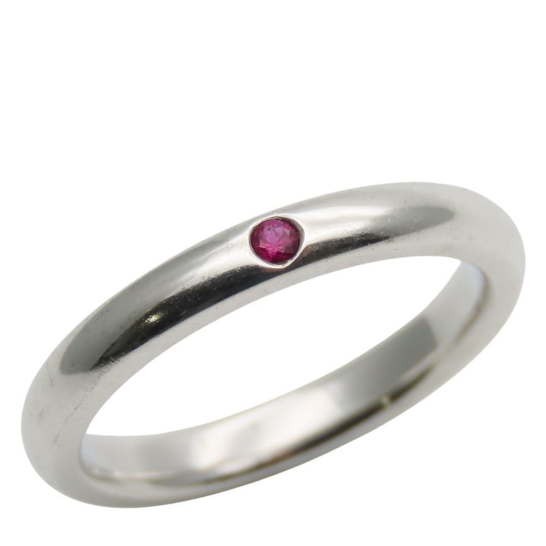 Tiffany & Co. Stacking Band Elsa Peretti Ring, 925 Sterling Silver with Ruby, 1 Piece, Women's: --- Catalog ---Category: SizeWidth: 2.7mm / 0.11''Weight: 2.6g / 0.09oz.JP Size: 9US Size: 5Category: DesignType: Band ringColor: SilverStone: RubyGender: WomenMaterial: Silver 925Category: GeneralBra