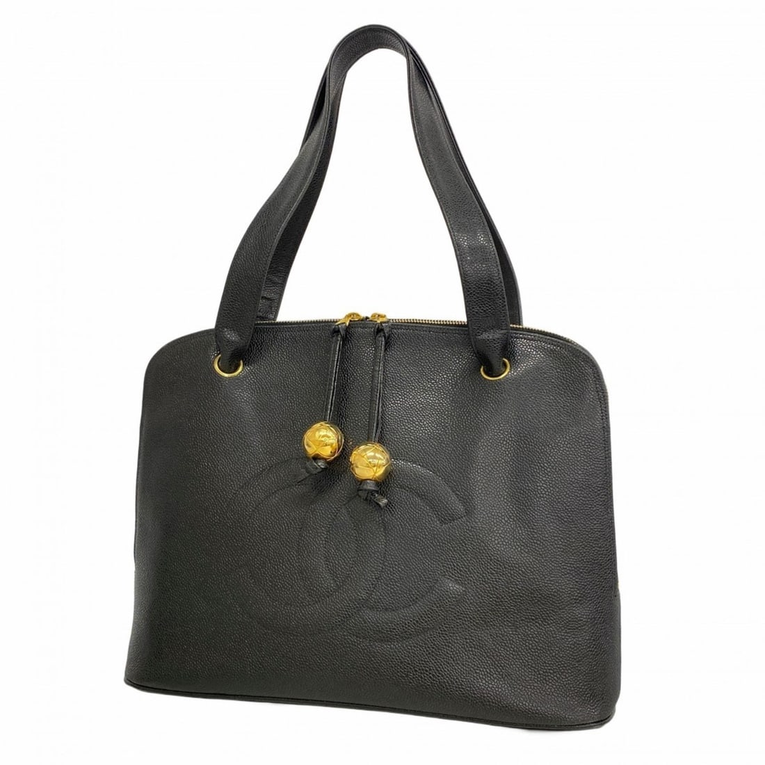 Chanel caviar skin tote bag, black, women's (1 of 10)