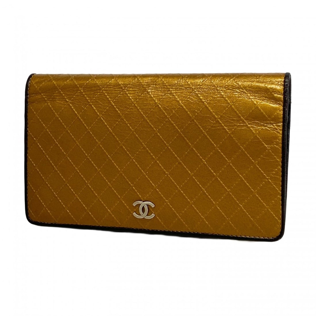 Chanel long wallet in bicolor leather, bronze and black for women (1 of 12)