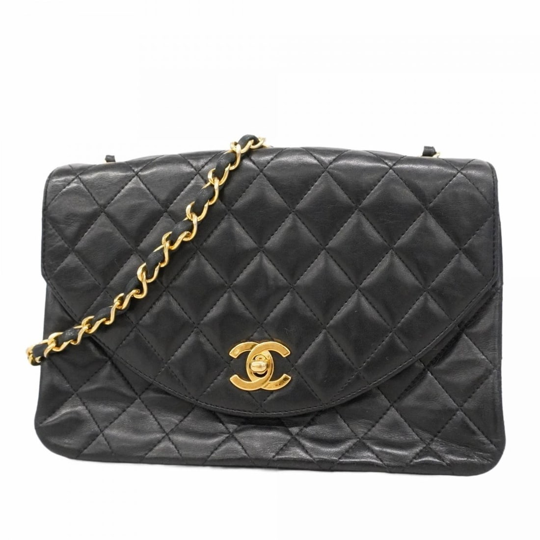 Chanel Matelasse Shoulder Bag with Chain Bag, Lambskin, Black, Women's (1 of 18)