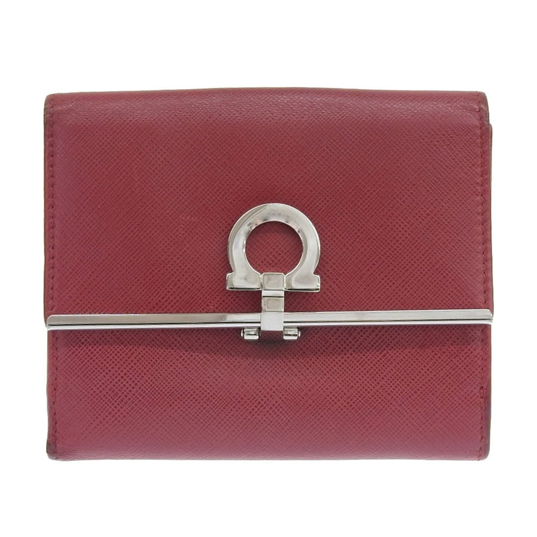 Salvatore Ferragamo Gancini double bifold wallet in red leather (1 of 12)