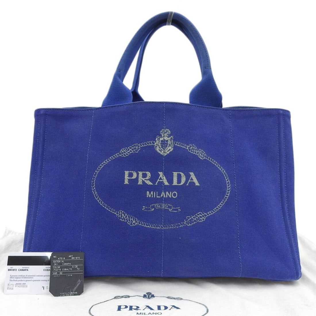 Prada Canapa Tote L BN1872 Bag Handbag Canvas Blue (1 of 13)