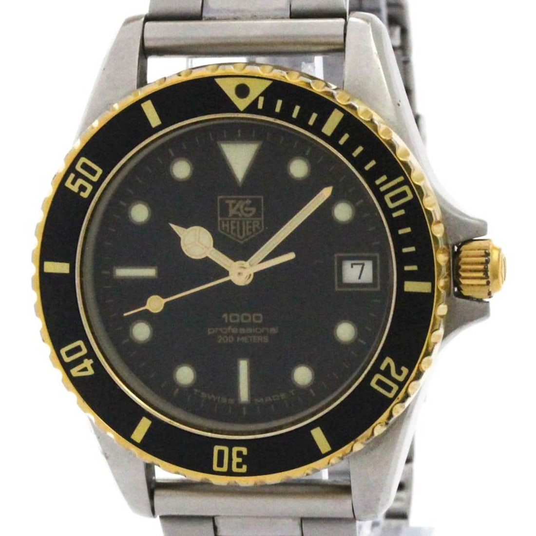 TAG HEUER 1000 Professional Gold Plated Steel Watch 980.020: --- Catalog ---Category: SizeCase Diameter: 37mm / 1.46''Category: DesignType: WristwatchStyle: SportGender: MenColor (Dial): BlackMaterial (Band): Stainless steelMaterial (Case): Gold plated, Stainle