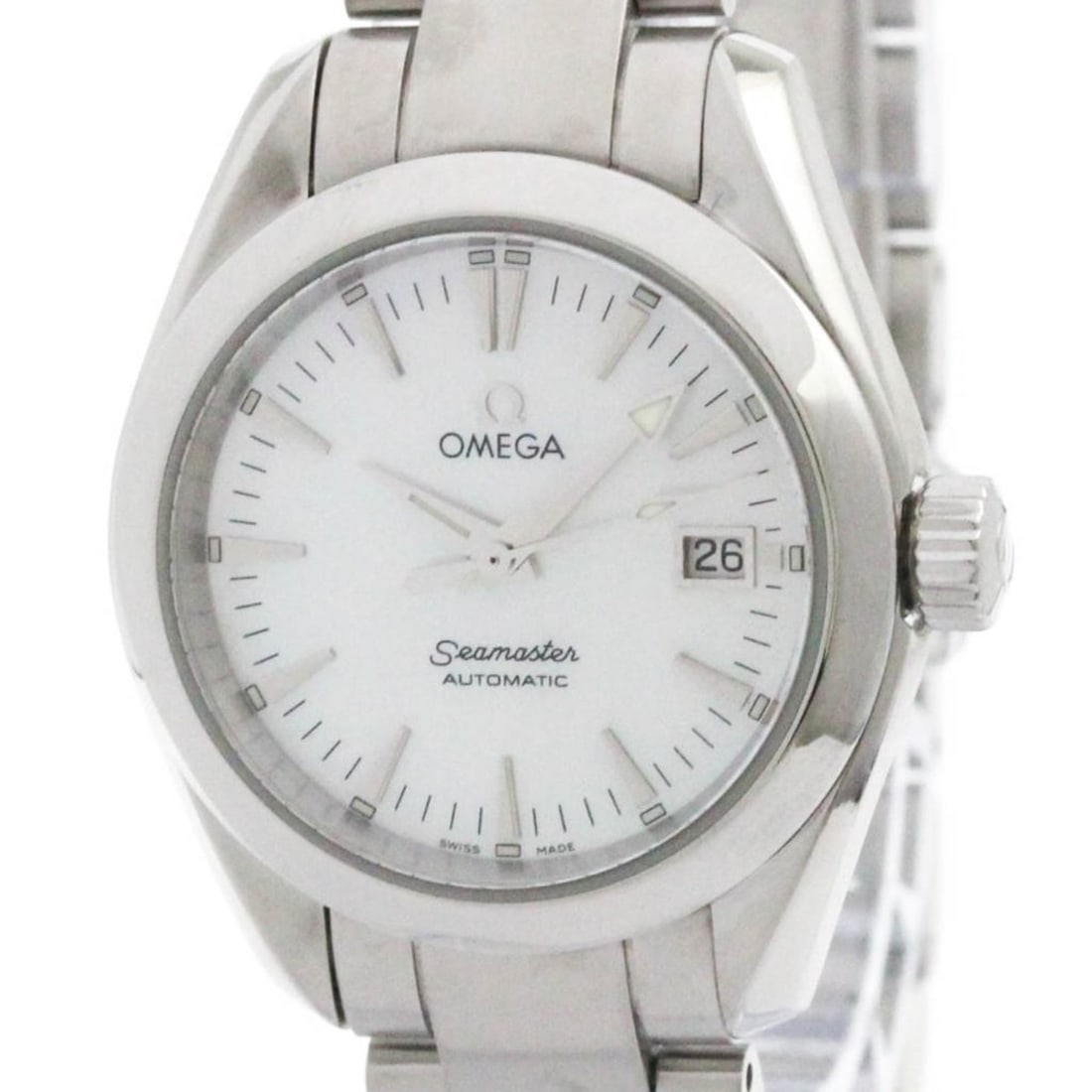 OMEGA Seamaster Aqua Terra MOP Dial Automatic Watch 2573.70 Polished: --- Catalog ---Category: SizeCase Diameter: 29mm / 1.14''Category: DesignType: WristwatchStyle: SportGender: WomenColor (Dial): White shellMaterial (Band): Stainless steelMaterial (Case): Stainless st