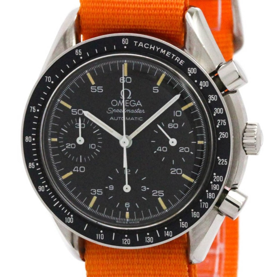 OMEGA Speedmaster Automatic Steel Mens Watch 3510.50 Polished: --- Catalog ---Category: SizeCase Diameter: 39mm / 1.54''Category: DesignType: WristwatchStyle: SportGender: MenColor (Dial): BlackMaterial (Band): CanvasMaterial (Case): Stainless steelCategory: Gene