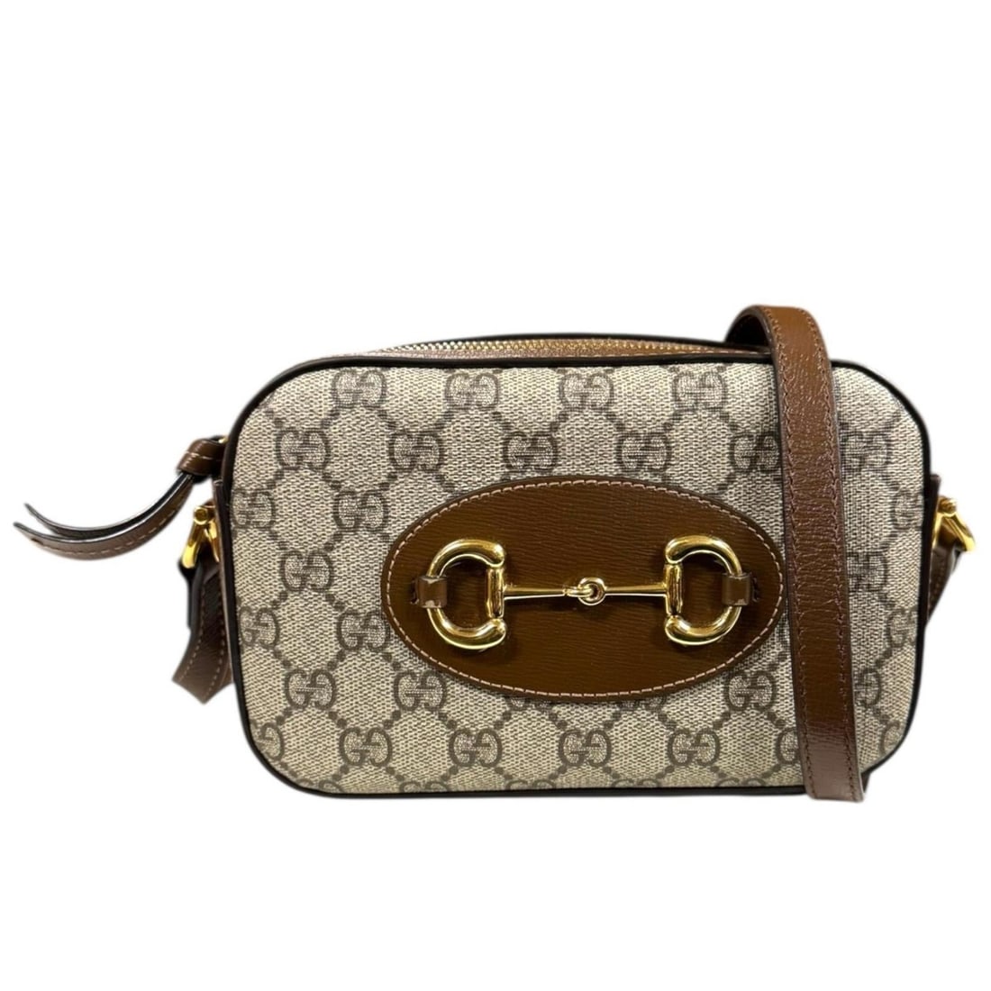 Pre-owned Gucci Horsebit 1955 Shoulder Bag in Brown GG Supreme Canvas (760196) for Women. (1 of 14)