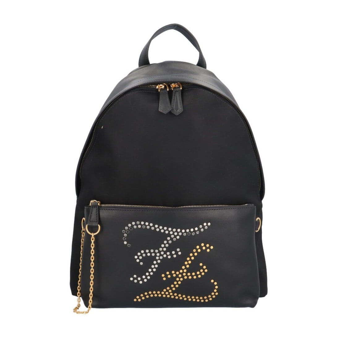 Pre-owned Fendi Studded Karligraphy Backpack/Daypack, Nylon 7VZ042, Men's (1 of 16)